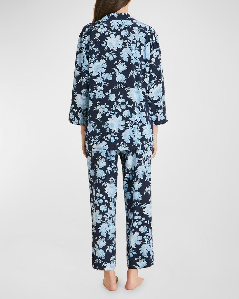 OLIVIA VON HALLE Casablanca Cropped Floral-Print Silk Pajama Set