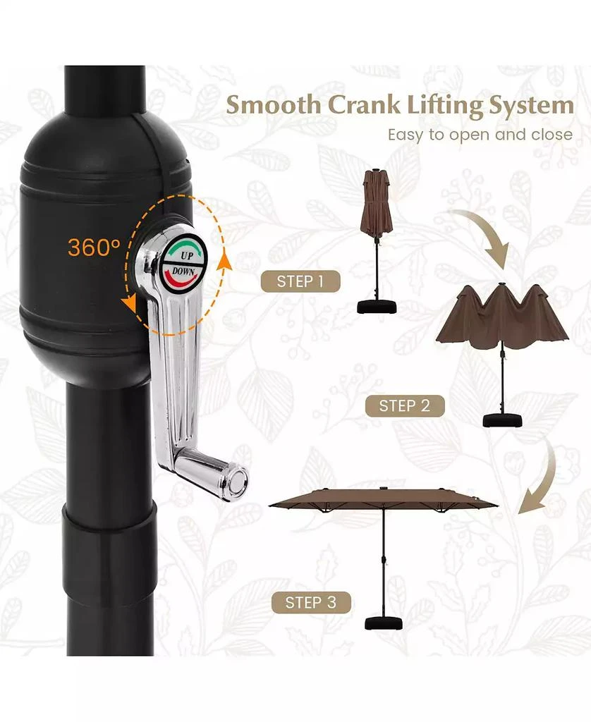 GOUUN 13FT Double-sided Patio Umbrella with Solar Lights for Garden Pool Backyard 3