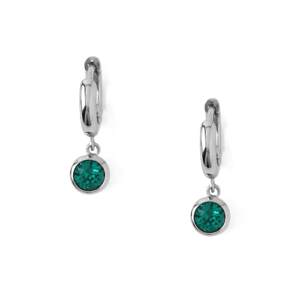 Orelia London Emerald Drop Huggie Hoop Earrings Made With Swarovski Crystals