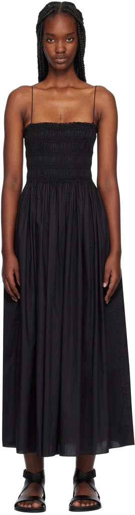 Matteau Black Shirred Bodice Midi Dress 1