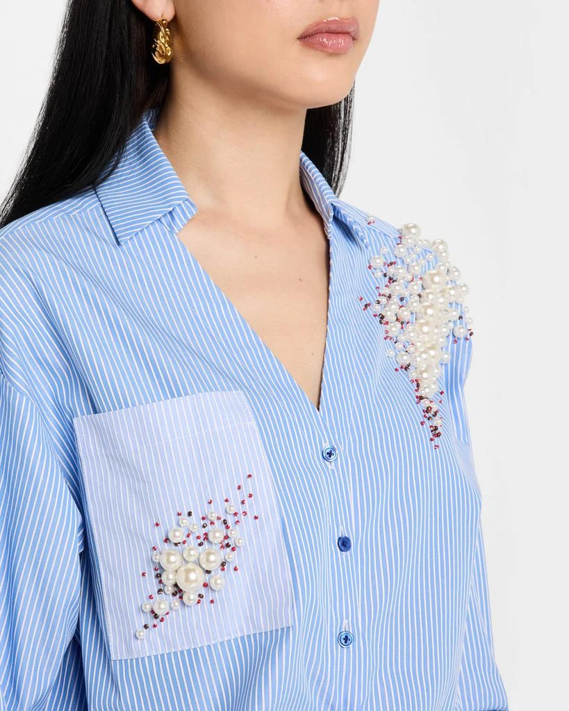 Hellessy Tina Beaded Tie-Front Button-Down Shirt 5