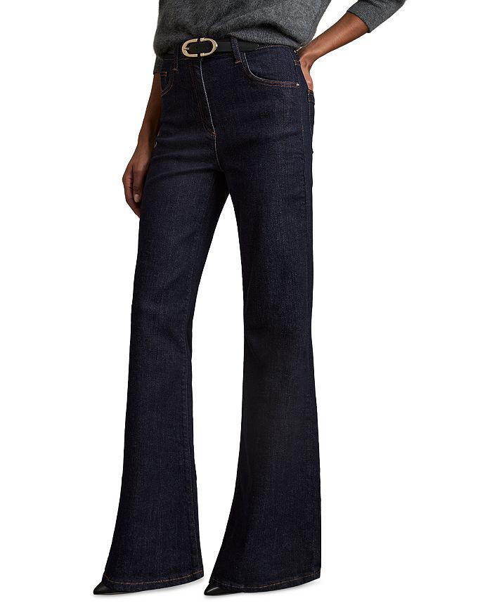REISS Bonnie Flare Jeans in Dark Blue