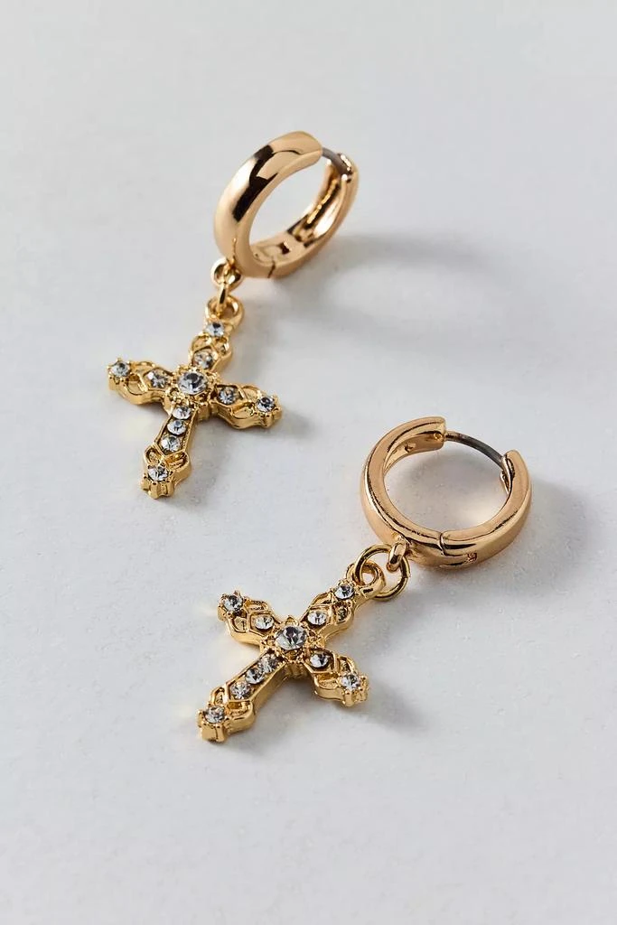 Urban Outfitters Maria Rhinestone Cross Hoop Earring
