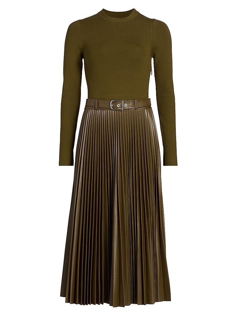 SIMKHAI Abilene Mixed-Media Midi-Dress