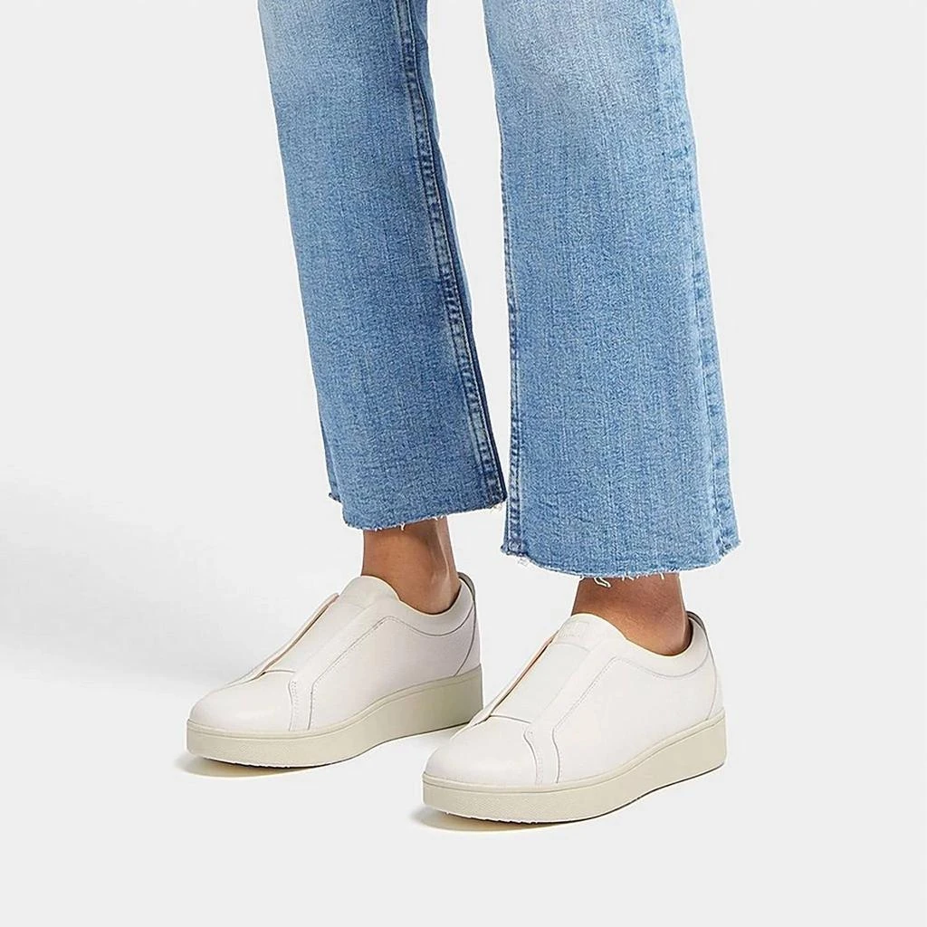 FitFlop Women's Rally Elastic Tumbled-Leather Slip-On Sneaker In Urban White 5