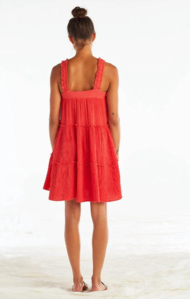 Red Haute Ruffle Strap Tiered Dress In Watermelon 3