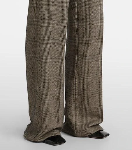 Max Mara Cognac houndstooth wool-blend straight pants 5