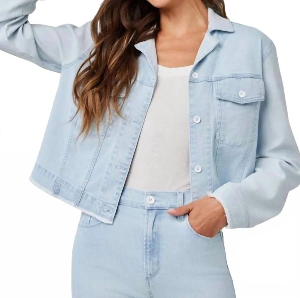 Bella Dahl Coco Fray Mix Denim Jacket In Tidal Spray Wash