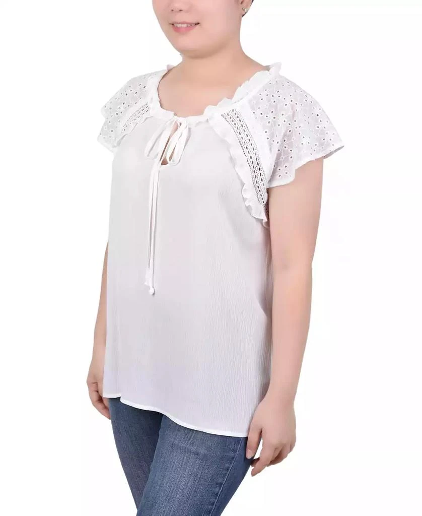 NY Collection Petite Eyelet Sleeve Blouse 3