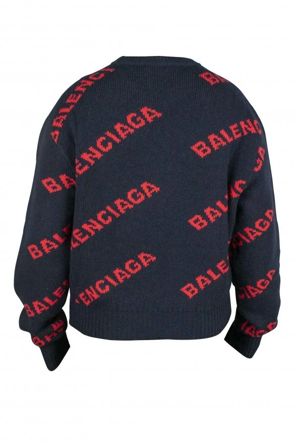 Balenciaga Luxury sweater for women balenciaga navy blue sweater with red logo 2