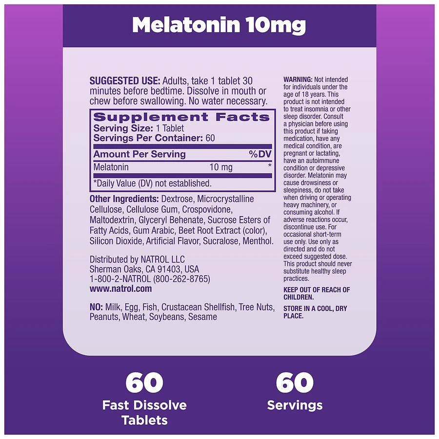 Natrol 10 mg Fast Dissolve Melatonin Tablets Strawberry 6