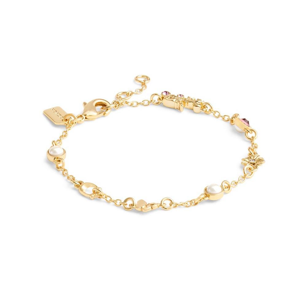 COACH Faux Stone Signature Charm Strand Bracelet