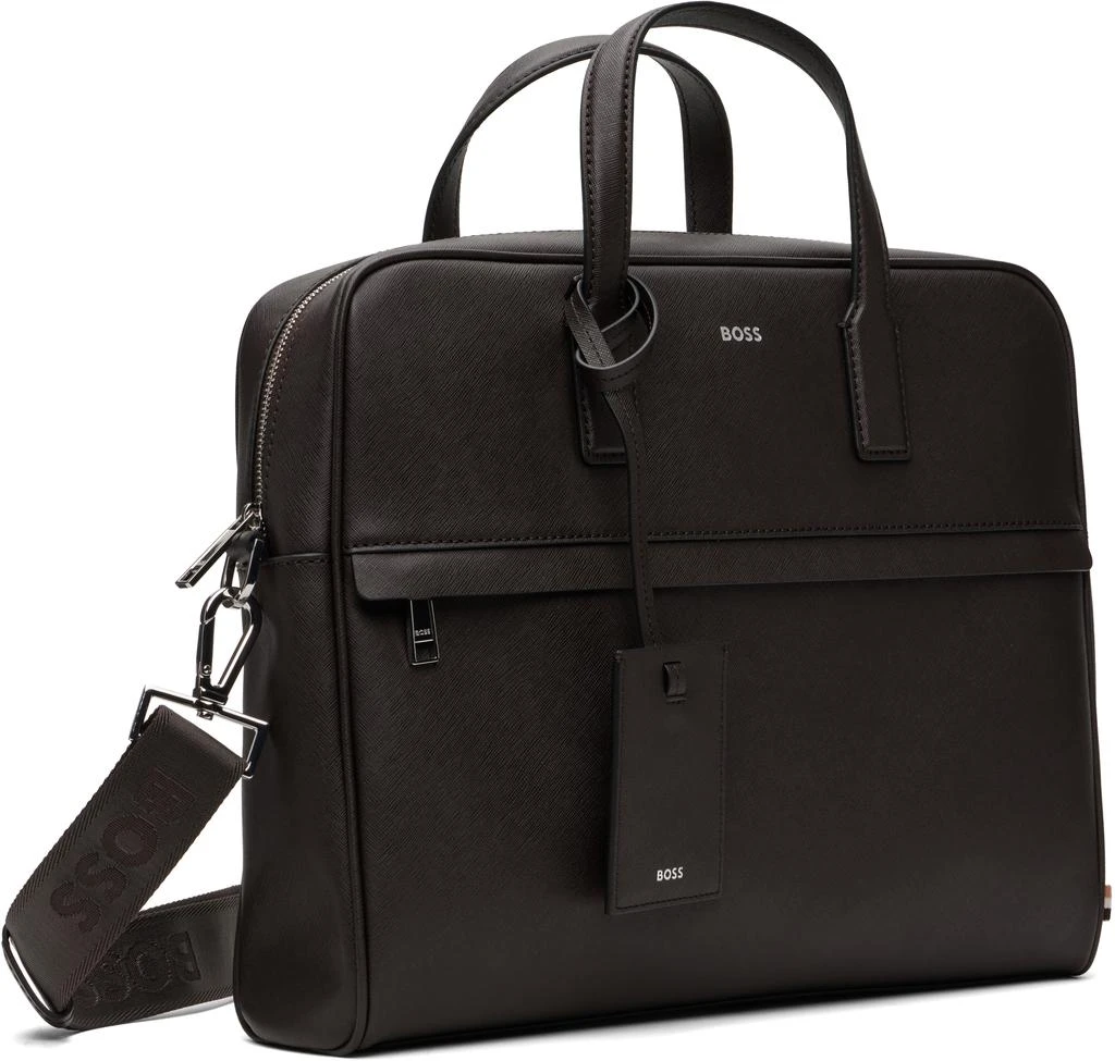 Hugo Boss Brown Saffiano Leather Briefcase 2