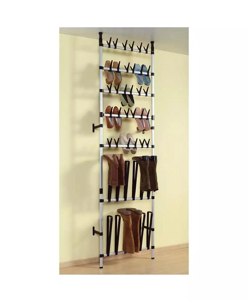 vidaXL Telescopic Shoe Rack with Rods Aluminum 5