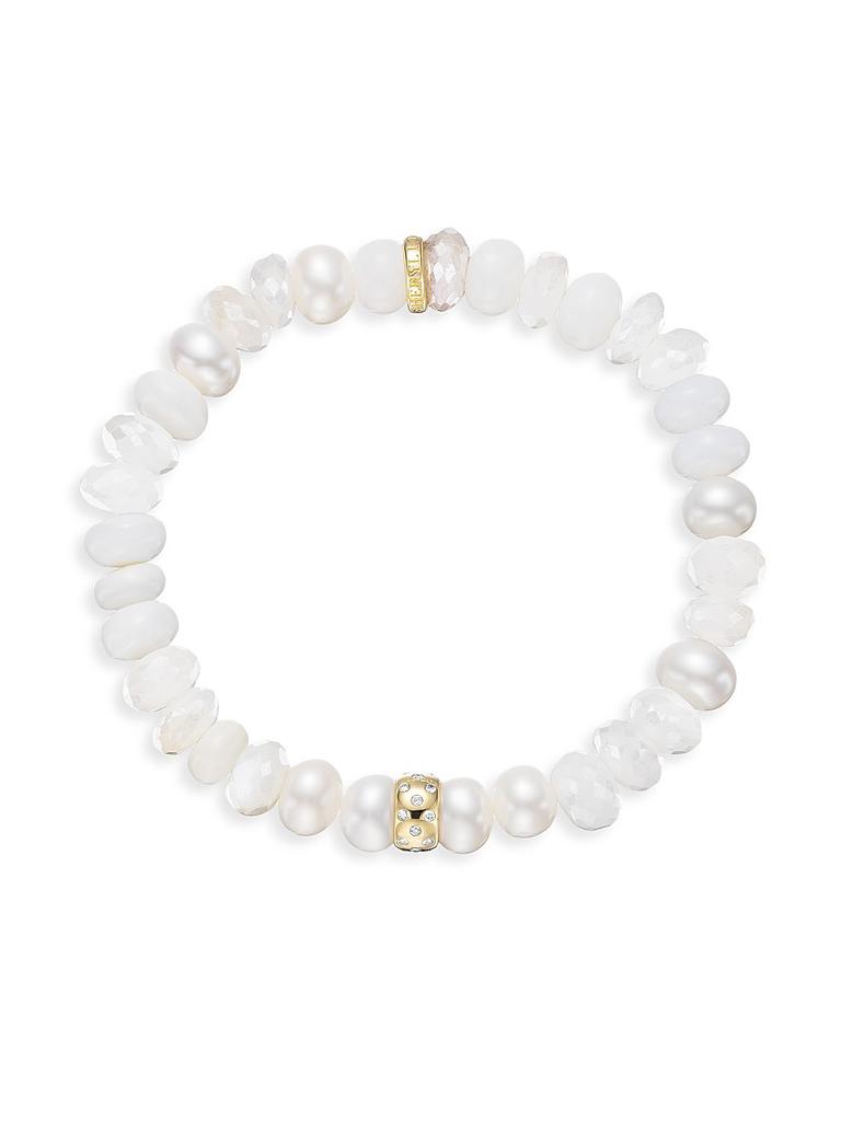 Sheryl Lowe 14K Yellow Gold, Multi-Stone & 0.15 TCW Diamond Beaded Bracelet