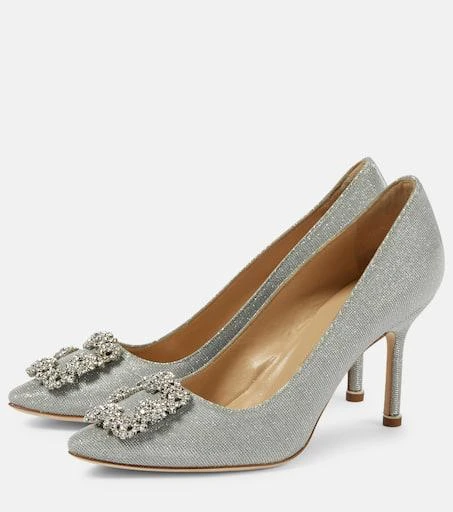 Manolo Blahnik Hangisi 90 embellished glitter pumps 5