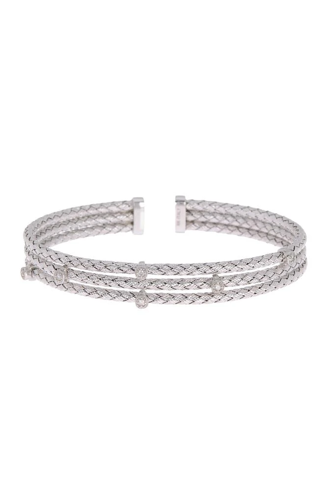 MESHMERISE 18K Gold Vermeil Sterling Silver CZ Cuff Bracelet 1