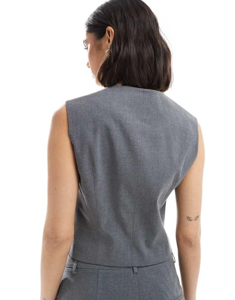 VERO MODA Vero Moda asymmetric waistcoat co-ord in dark grey melange 4