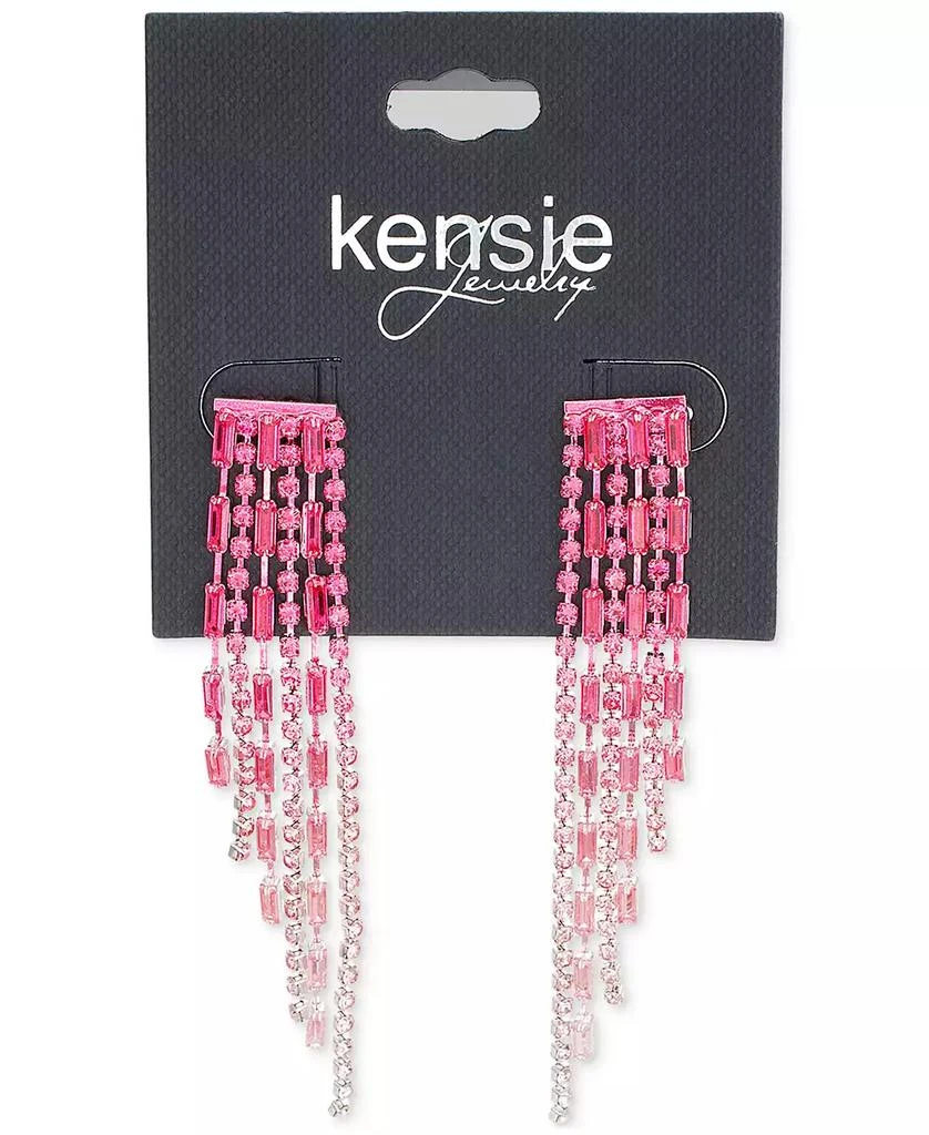 Kensie Pink Ombre Rhinestone Chain Fringe Linear Earrings 2