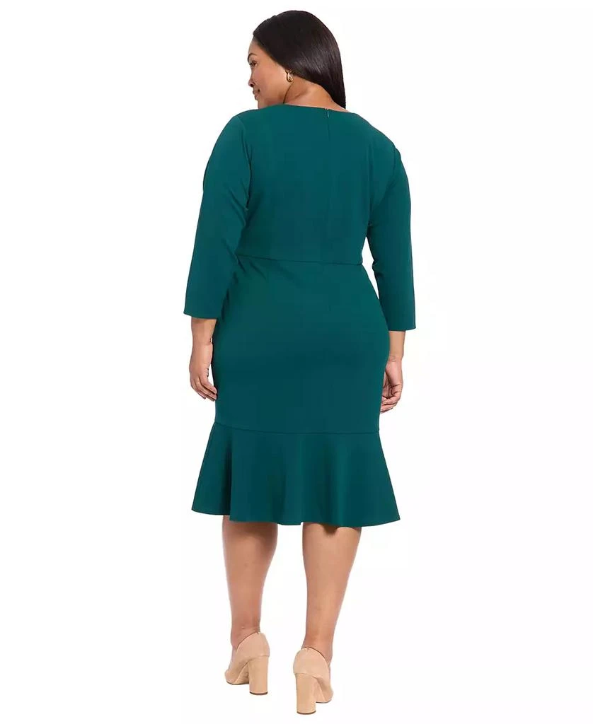 London Times Plus Size Side-Knot 3/4-Sleeve Dress 6