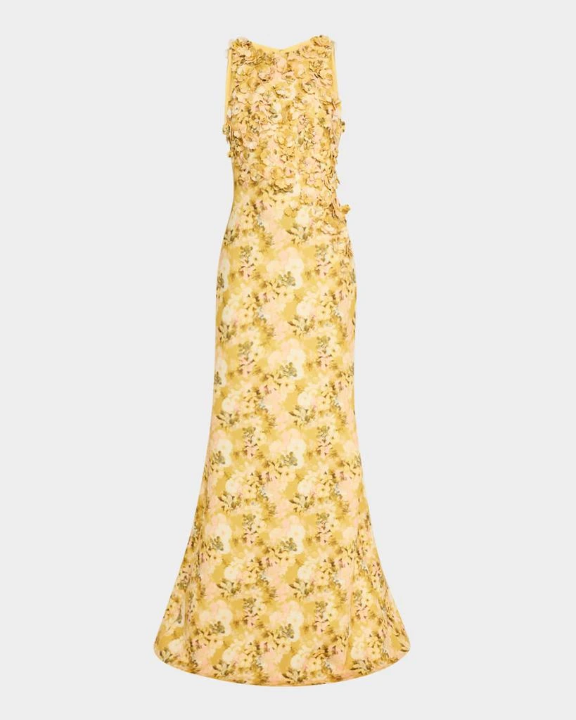 Badgley Mischka Floral-Print Scuba Trumpet Gown 1