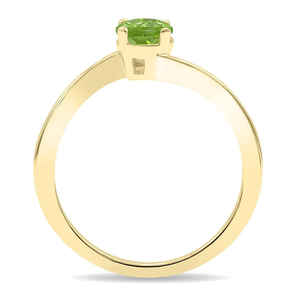 SSELECTS Women's Solitaire Round Shaped Peridot Wave Ring In 10K Yellow Gold 3