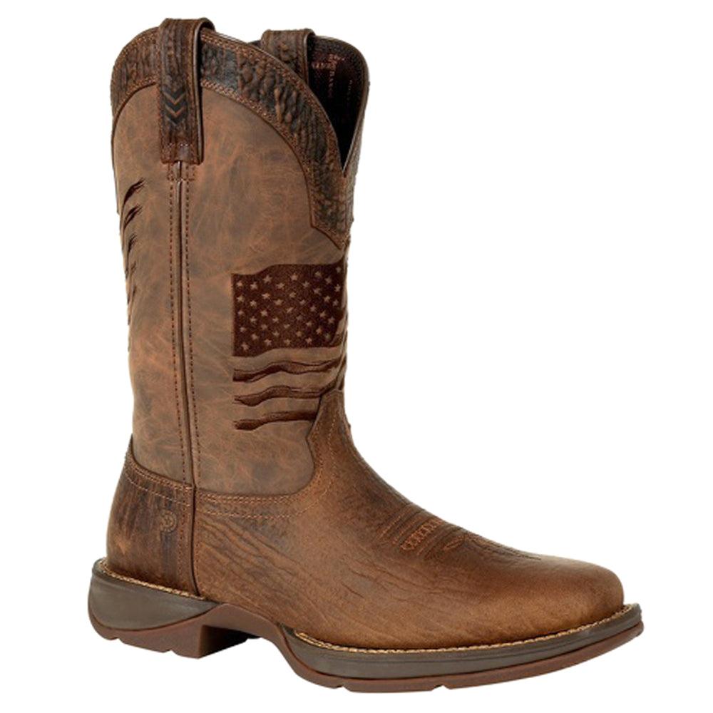 Durango Rebel Patriotic Distressed Flag Embroidery Western Square Toe Cowboy Boots
