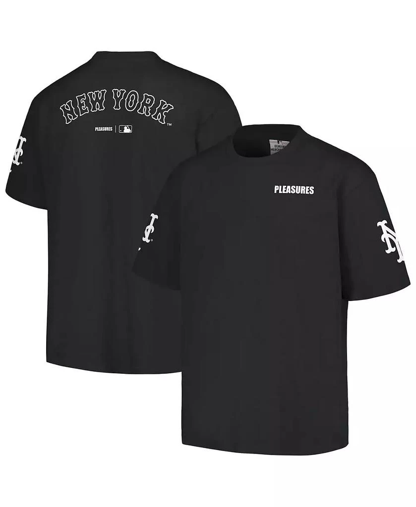 PLEASURES Men's Black New York Mets Team T-shirt 1