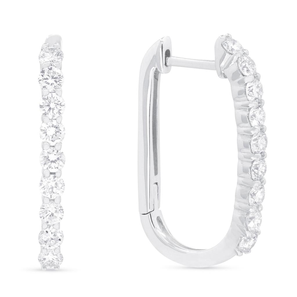 SSELECTS 0.55Ct White Diamond Hoops Earrings In 14K White Gold