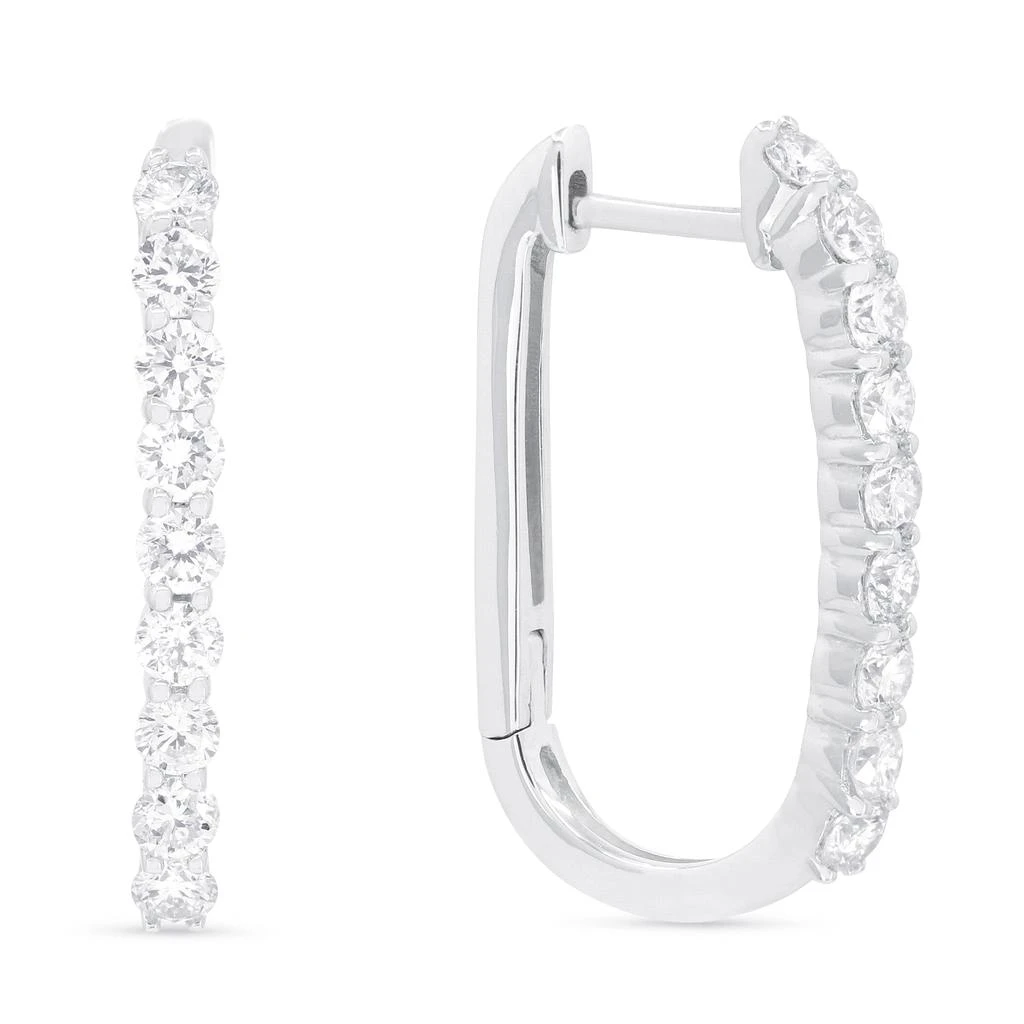 SSELECTS 0.55Ct White Diamond Hoops Earrings In 14K White Gold 1