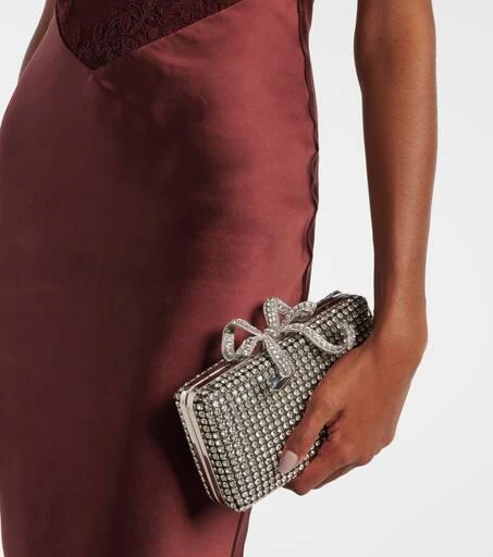 Self Portrait Bow Small crystal-embellished clutch 2