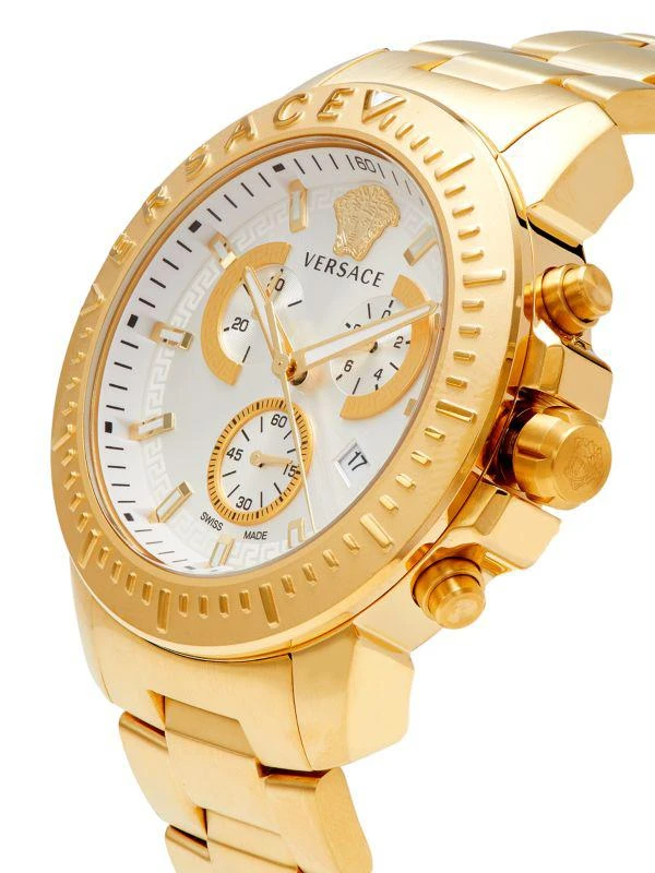 Versace 45MM IP Gold Stainless Steel Chronograph Bracelet Watch 3