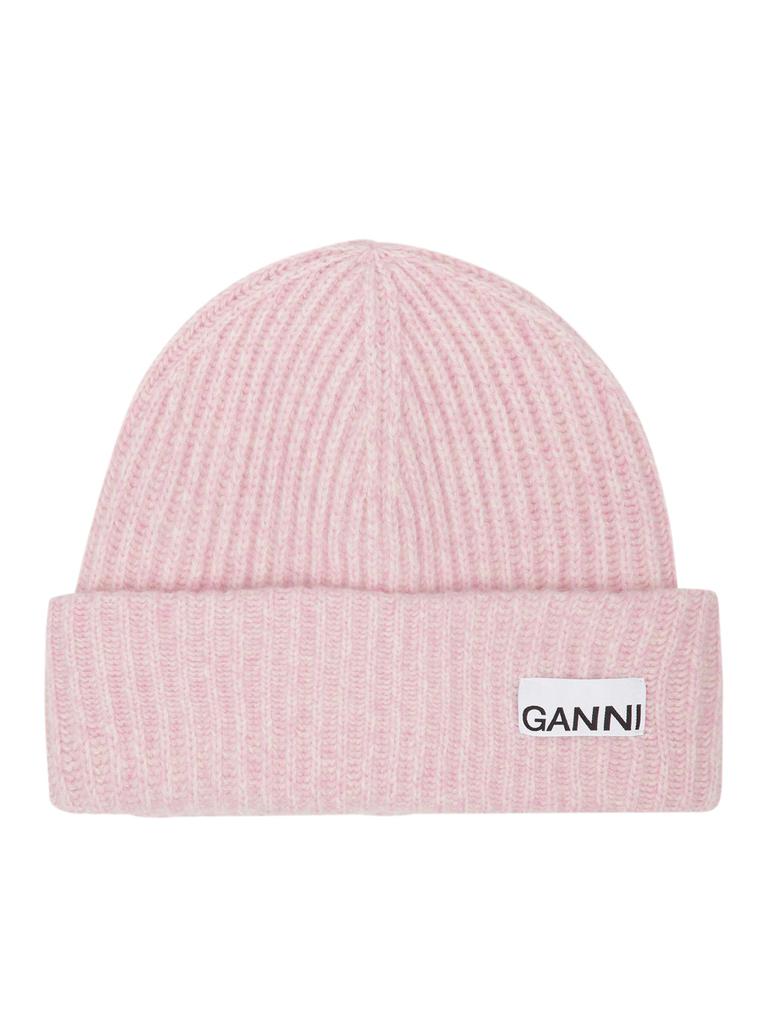 Ganni Ganni Logo Patch Oversized Beanie - Hats - BeyondStyle