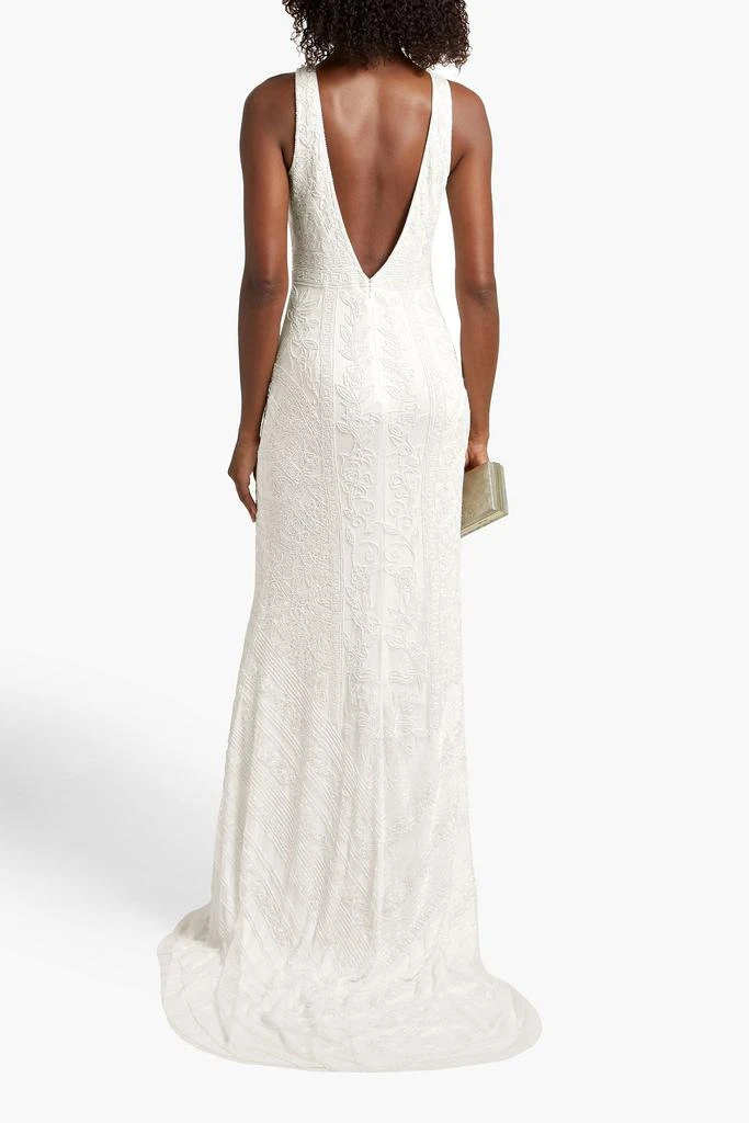 Theia Open-back bead-embellished tulle bridal gown 3