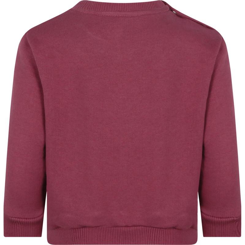 Loud Apparel Eyes print organic cotton fleece logo baby sweatshirt in maroon
