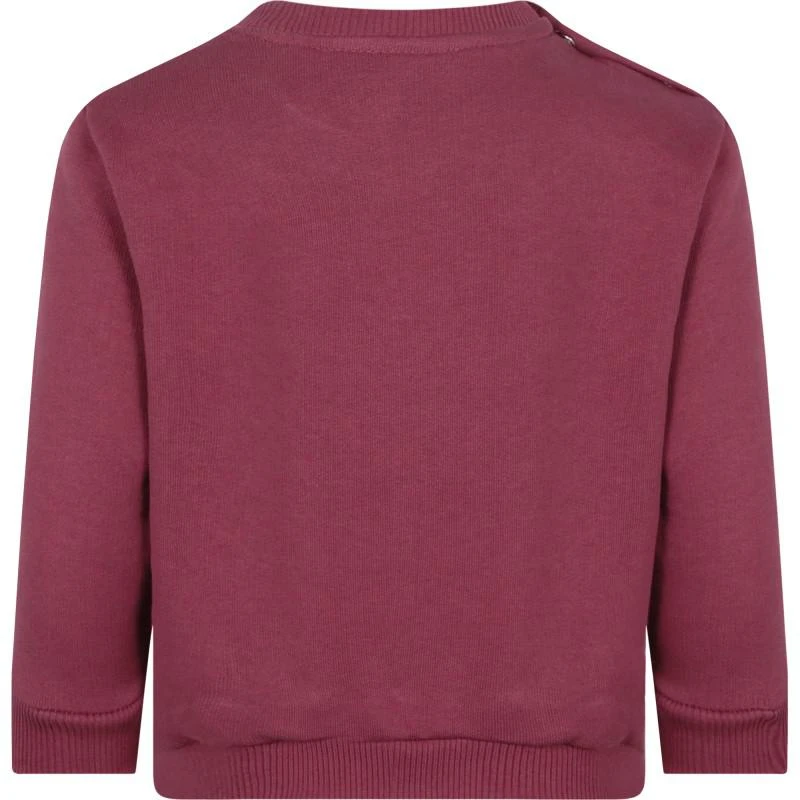 Loud Apparel Eyes print organic cotton fleece logo baby sweatshirt in maroon 2