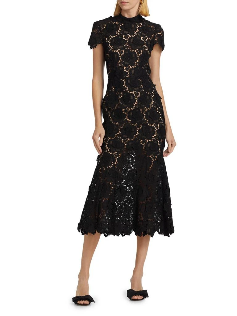 Self Portrait Flower Lace Mermaid Midi-Dress 2