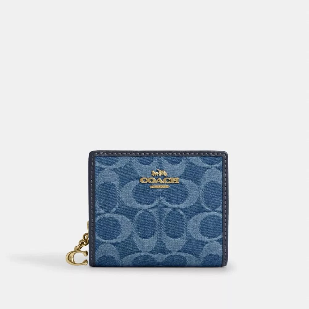 Coach Snap Wallet In Signature Denim