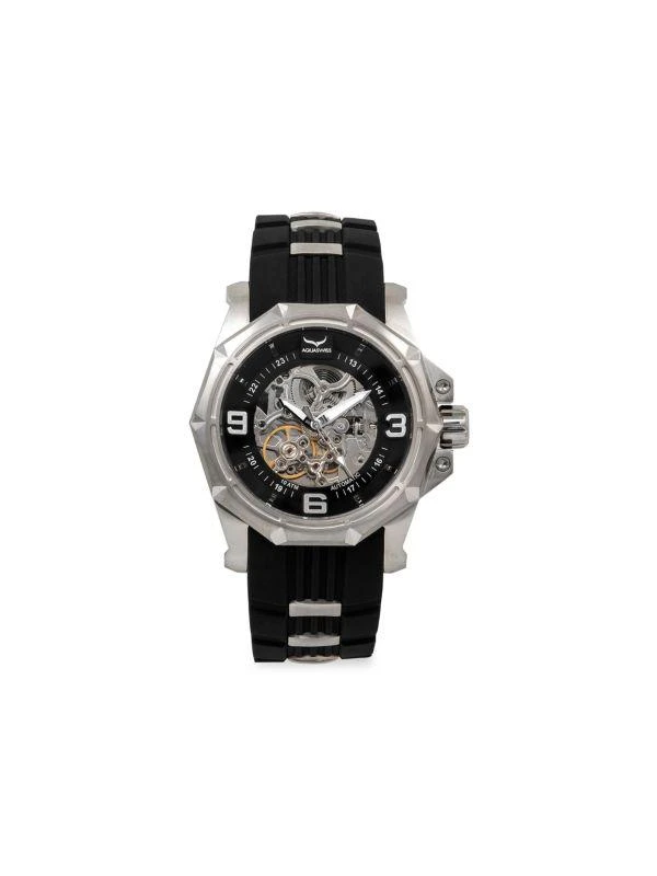 Aquaswiss 45MM Stainless Steel & Silicone Strap Watch 1