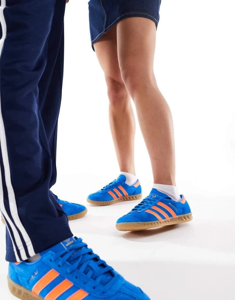 Adidas adidas Originals Hamburg trainers in blue and orange 5