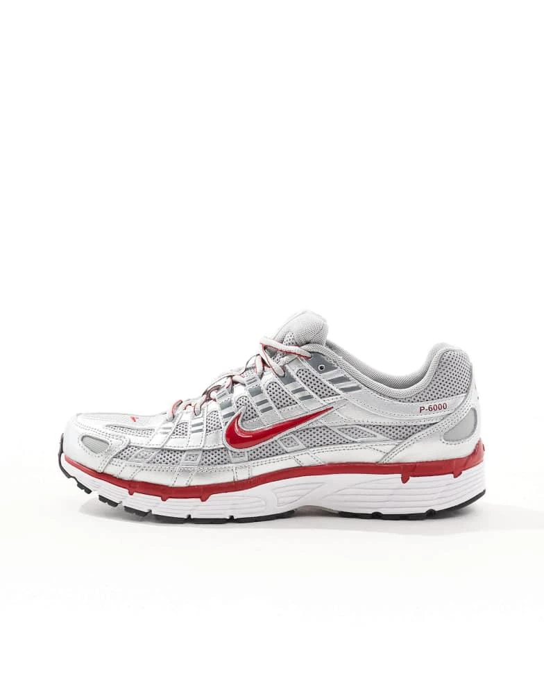NIKE Nike P-6000 unisex trainers in metallic silver and red 2