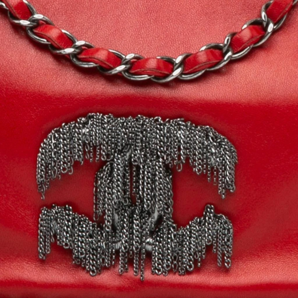Chanel Chanel Red Lambskin Leather Small Rock and Cabaret Fringe Chain Flap Bag 4
