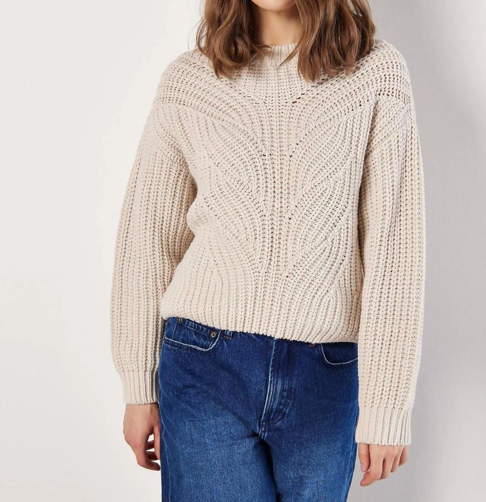APRICOT Chunky Cable Knit Sweater In Stone 1