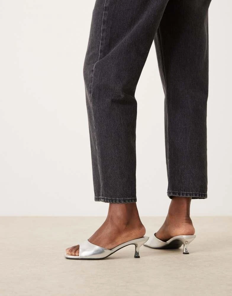 ASOS ASOS DESIGN Hyper kitten heeled mules in silver 3