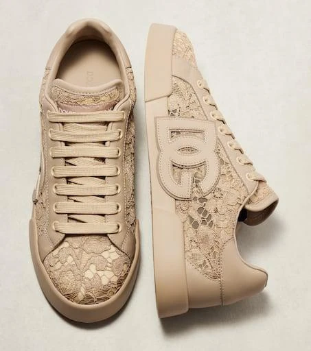 Dolce 
Gabbana Portofino lace-trimmed leather sneakers 5