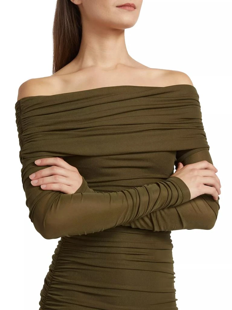 Ronny Kobo Varonica Ruched Off-The-Shoulder Midi-Dress 6