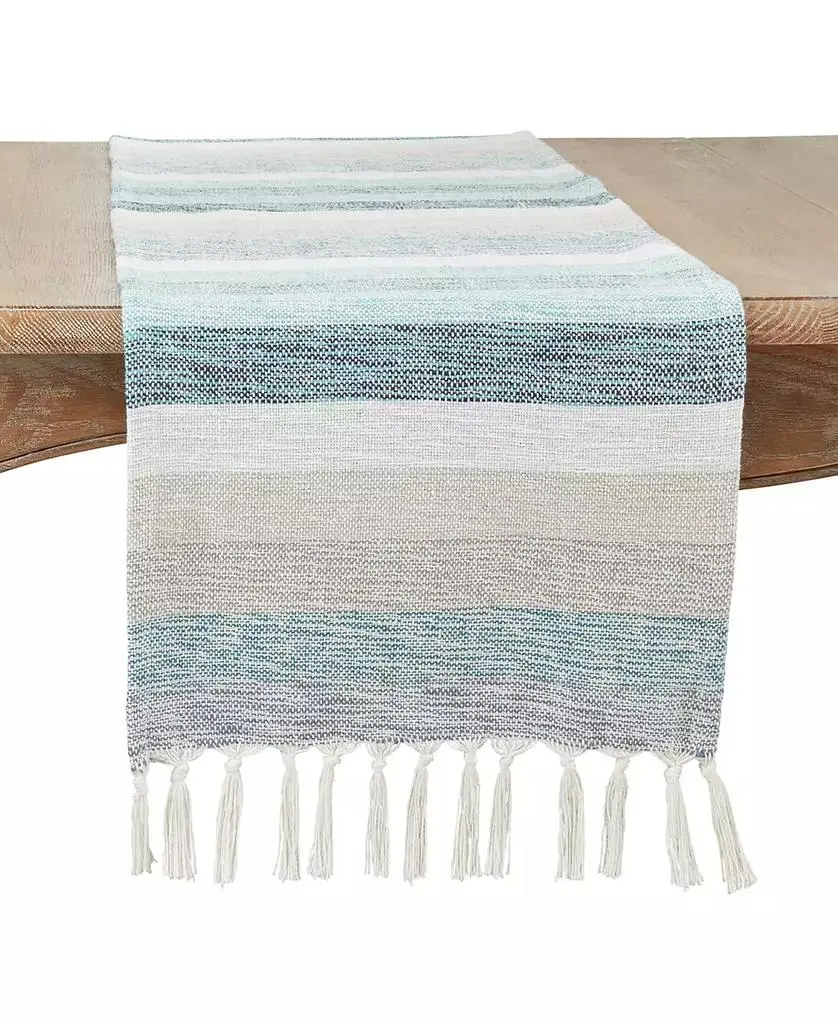 Saro Lifestyle Fringed Stripe Table Runner, 16" x 108"