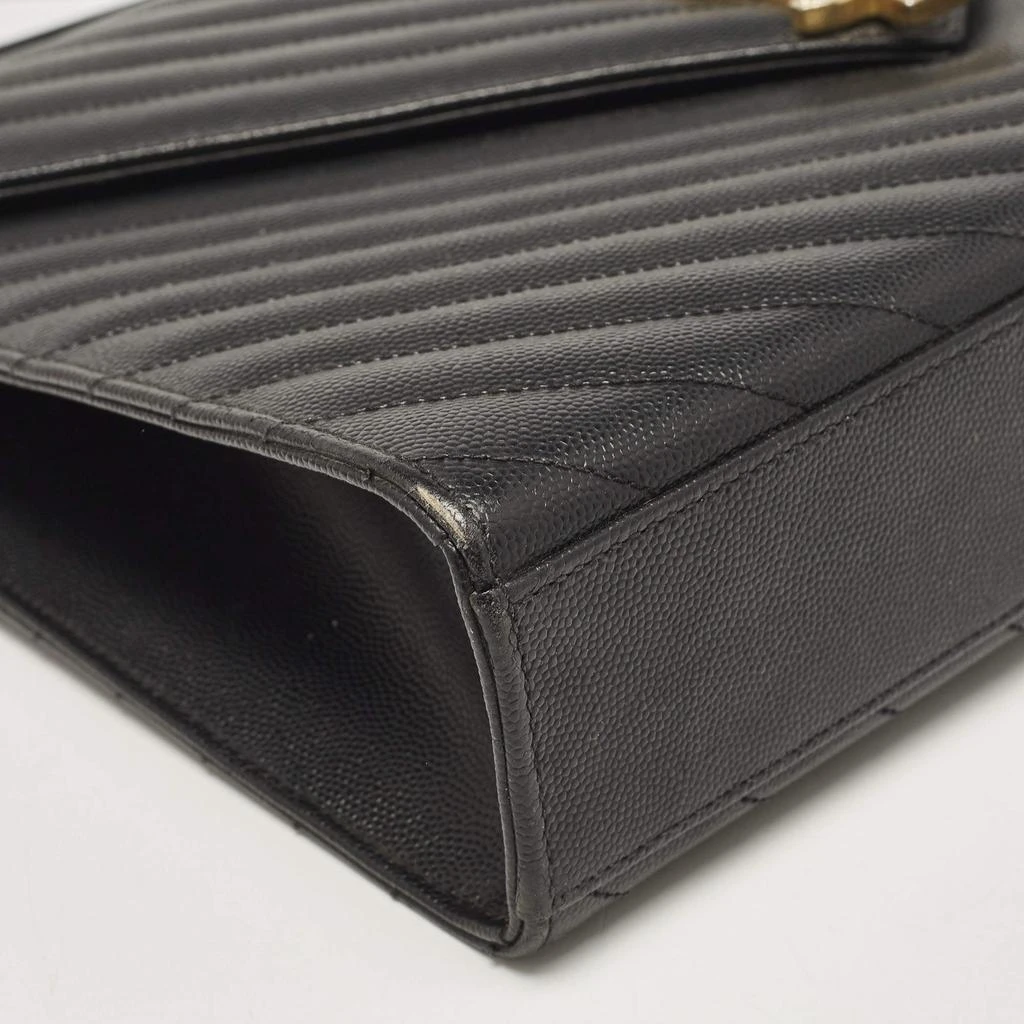 Yves Saint Laurent Saint Laurent Black Chevron Leather Large Monogram Envelope Shoulder Bag 14
