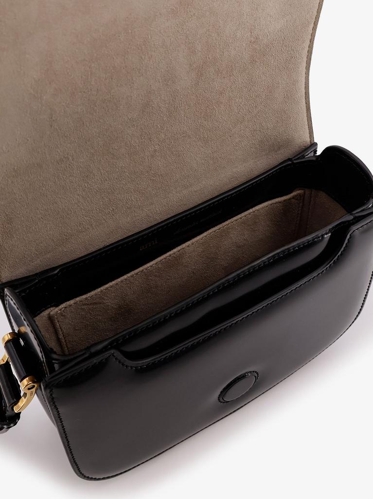 AMI Leather shoulder bag with logo monogram - Shoulder Bags