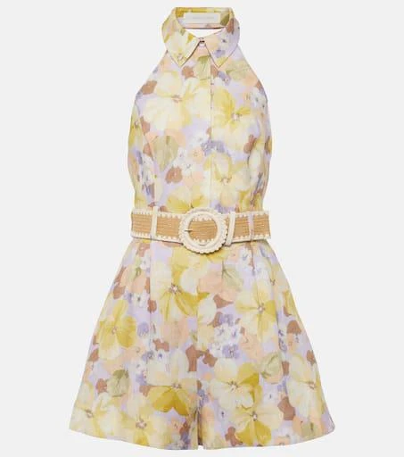 Zimmermann Pop belted floral linen playsuit 1